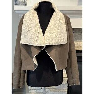 Dylan Sherpa Womens Small Brown Western Casual Comfy Soft Open Front Jacket